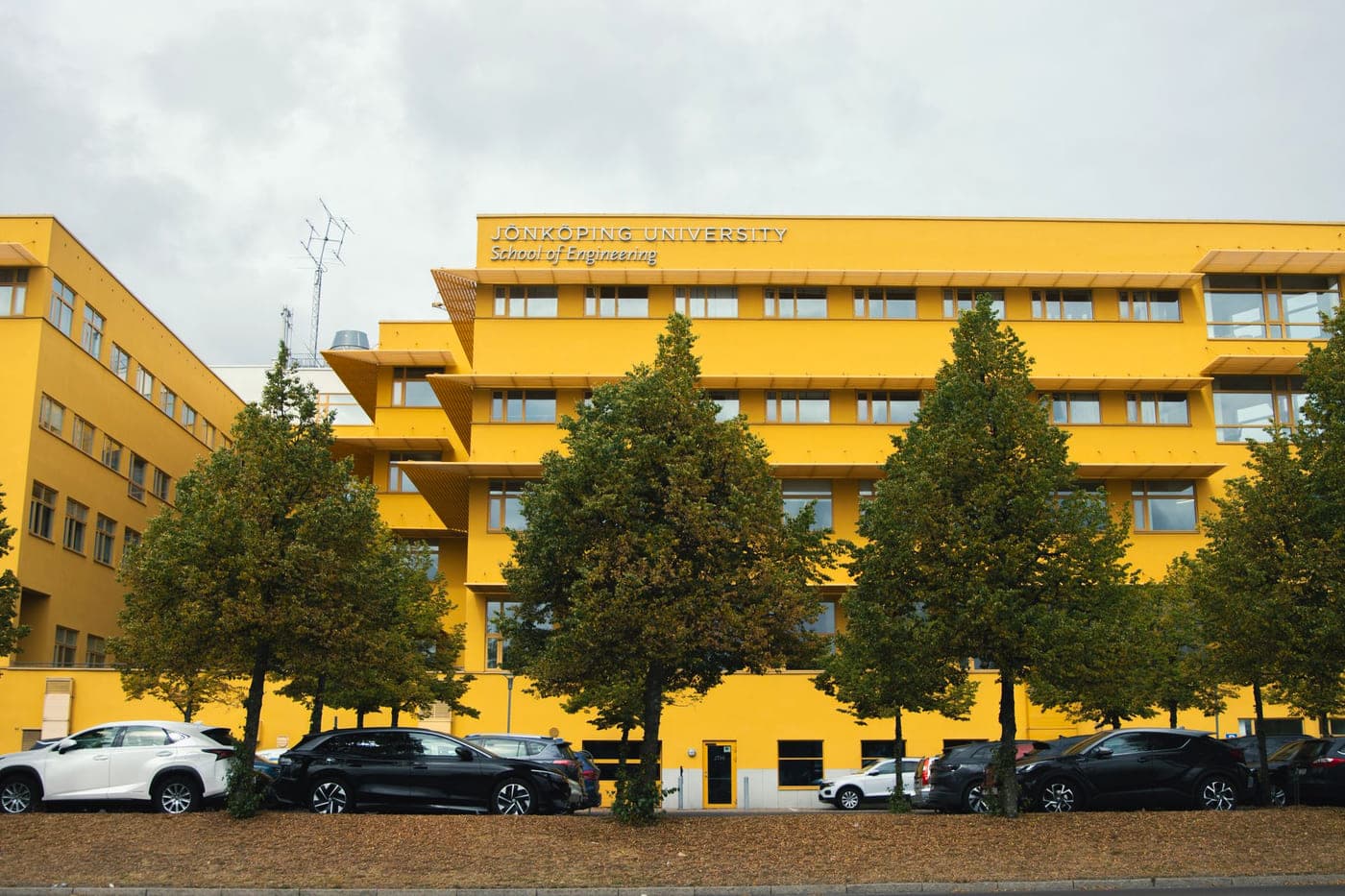 Modern school building with landscaped frontage